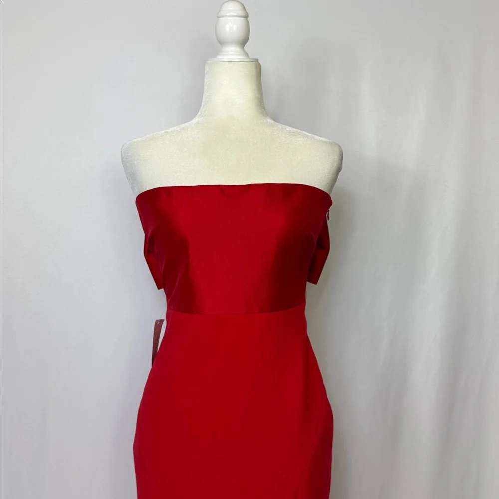 Likely Valerie‎ Strapless Bow Back Dress Size 6 Red Midi Slit NWT